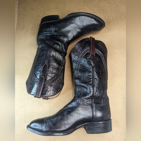 Lucchese Classics "Hugo" men's sz 9EEE black cherry/Burgundy brush off goat leat - Picture 7 of 14